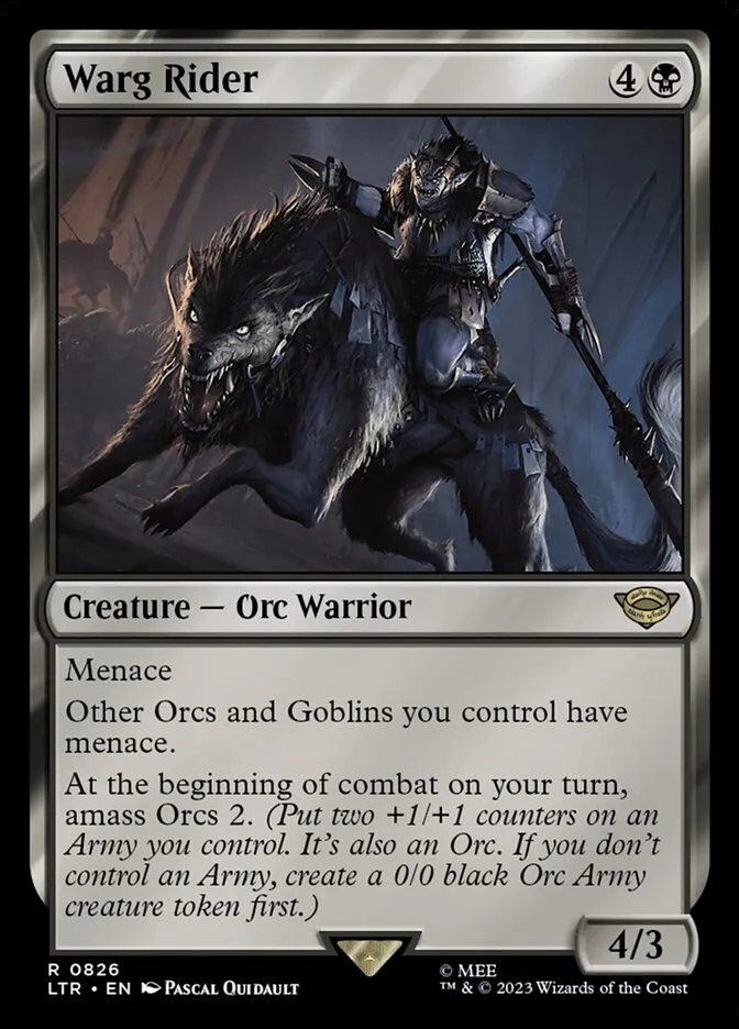 2023 The Lord of the Rings: Tales of Middle-earth Warg Rider #826 rare card image