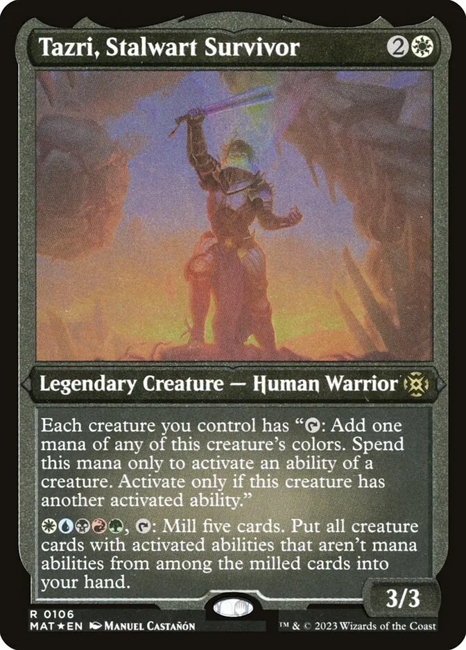 2023 March of the Machine: The Aftermath Tazri, Stalwart Survivor #106 rare card image