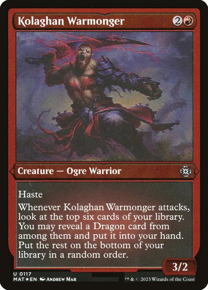 2023 March of the Machine: The Aftermath Kolaghan Warmonger uncommon #117 uncommon card image