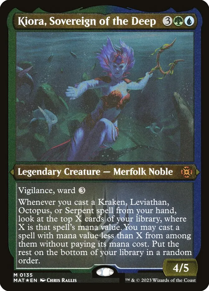 2023 March of the Machine: The Aftermath Kiora, Sovereign of the Deep #135 mythic card image
