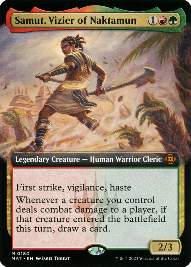 2023 March of the Machine: The Aftermath Samut, Vizier of Naktamun #180 mythic card image