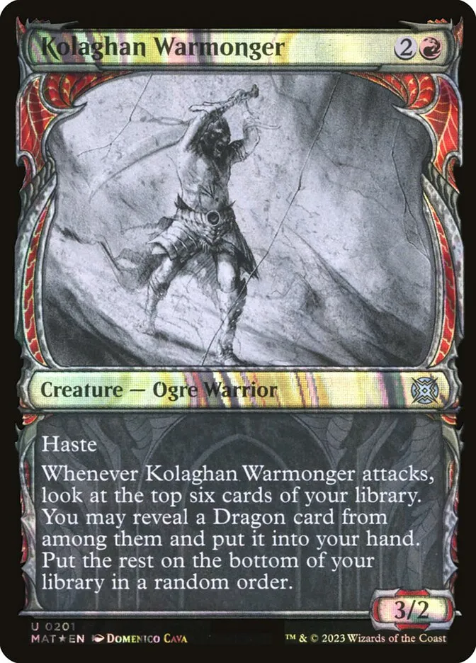 2023 March of the Machine: The Aftermath Kolaghan Warmonger #201 uncommon card image