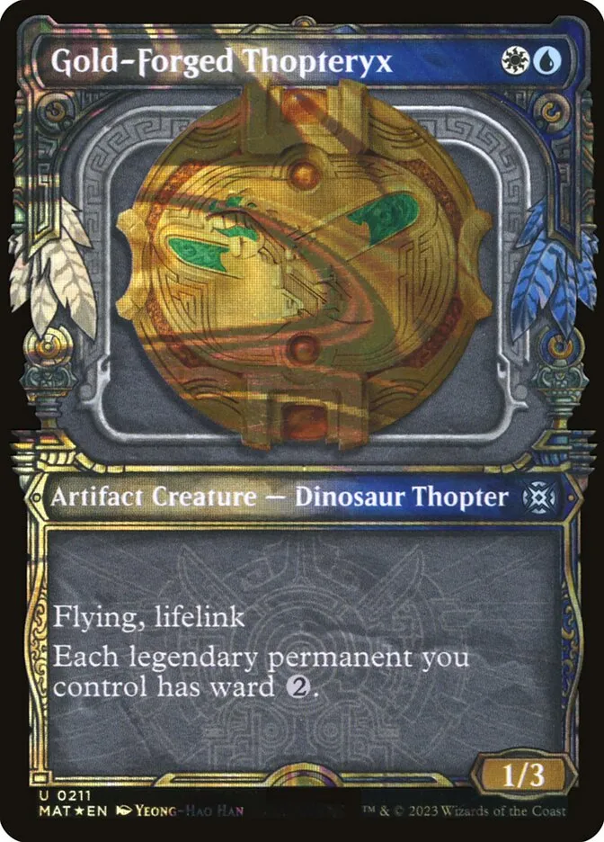 2023 March of the Machine: The Aftermath Gold-Forged Thopteryx #211 uncommon card image