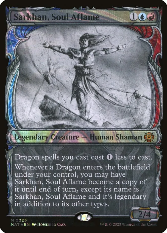 2023 March of the Machine: The Aftermath Sarkhan, Soul Aflame #225 mythic card image