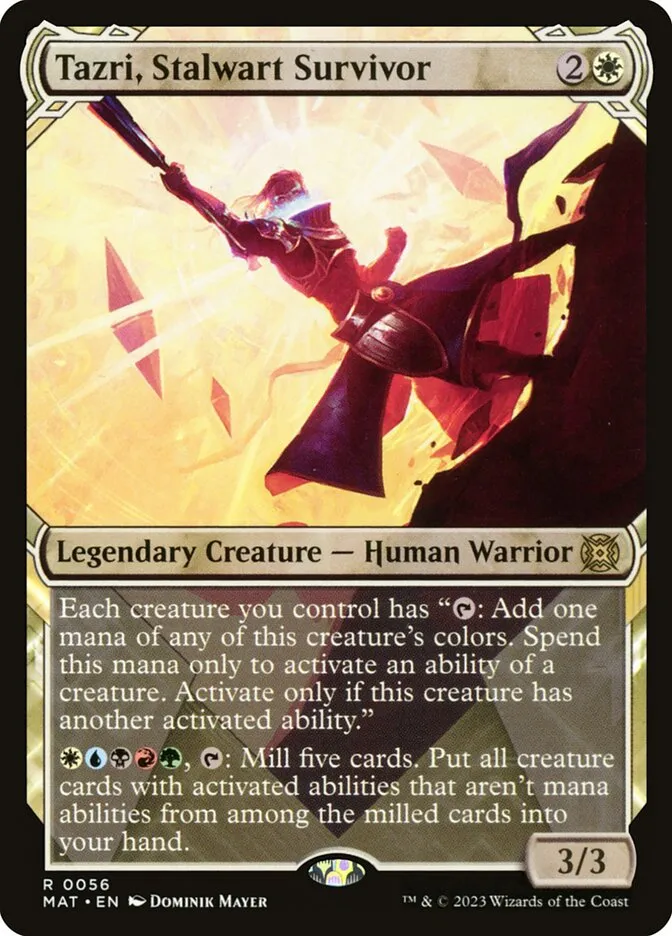 2023 March of the Machine: The Aftermath Tazri, Stalwart Survivor rare #56 rare card image
