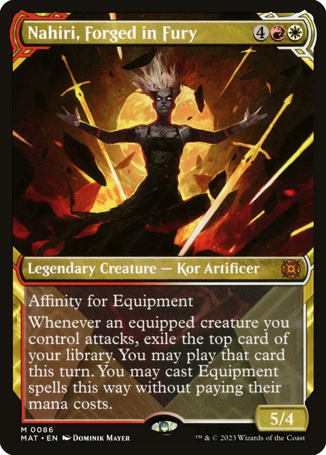 2023 March of the Machine: The Aftermath Nahiri, Forged in Fury mythic #86 mythic card image