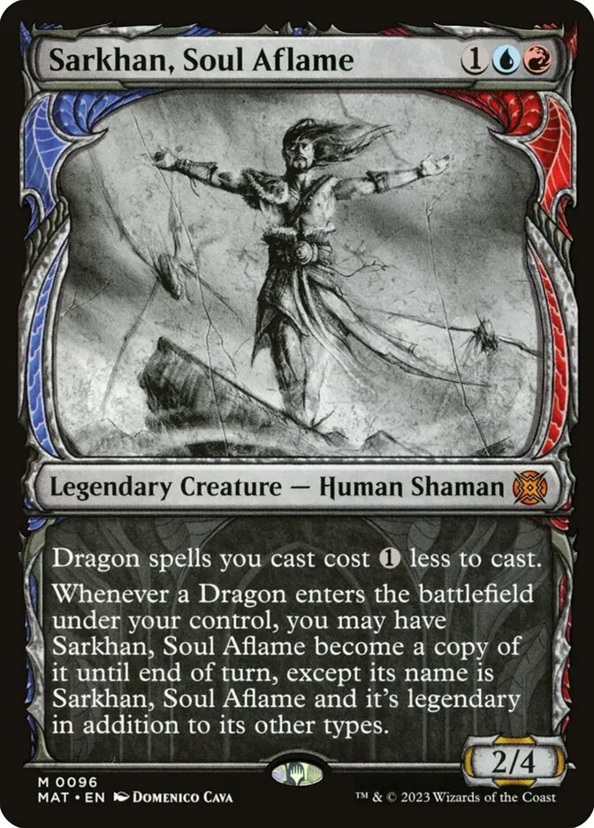 2023 March of the Machine: The Aftermath Sarkhan, Soul Aflame mythic #96 mythic card image