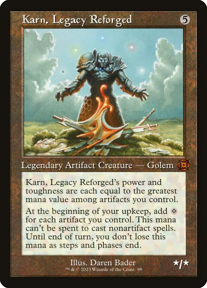 2023 March of the Machine: The Aftermath Karn, Legacy Reforged mythic #99 mythic card image