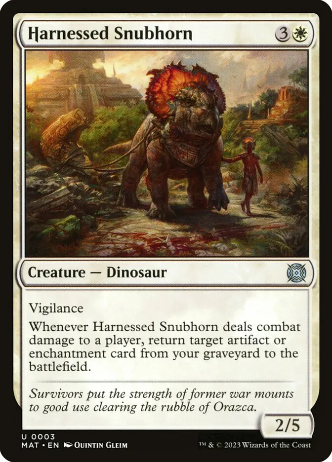 2023 March of the Machine: The Aftermath Harnessed Snubhorn uncommon #3 uncommon card image