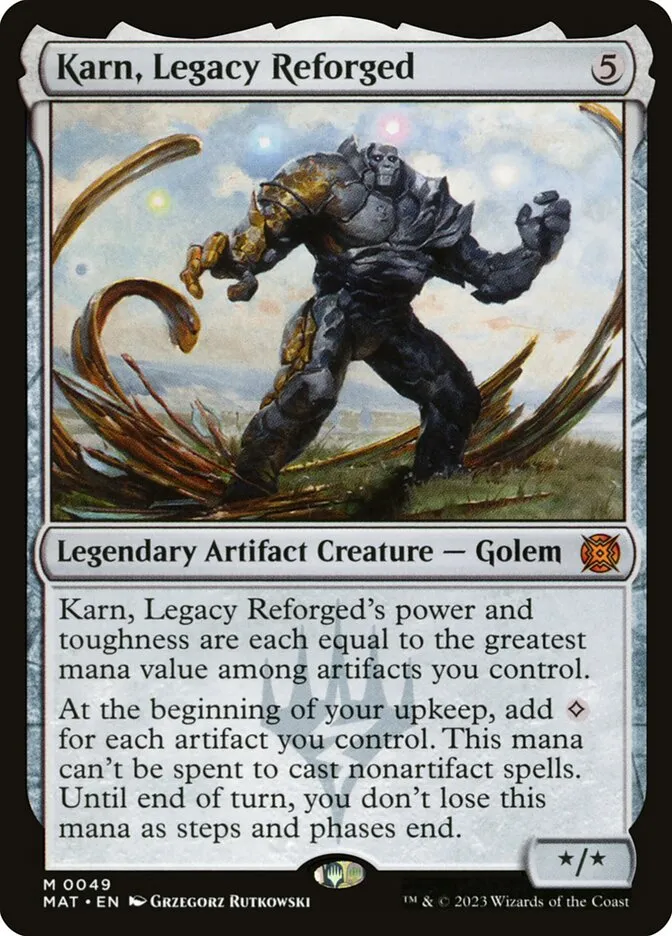 2023 March of the Machine: The Aftermath Karn, Legacy Reforged #49 mythic card image
