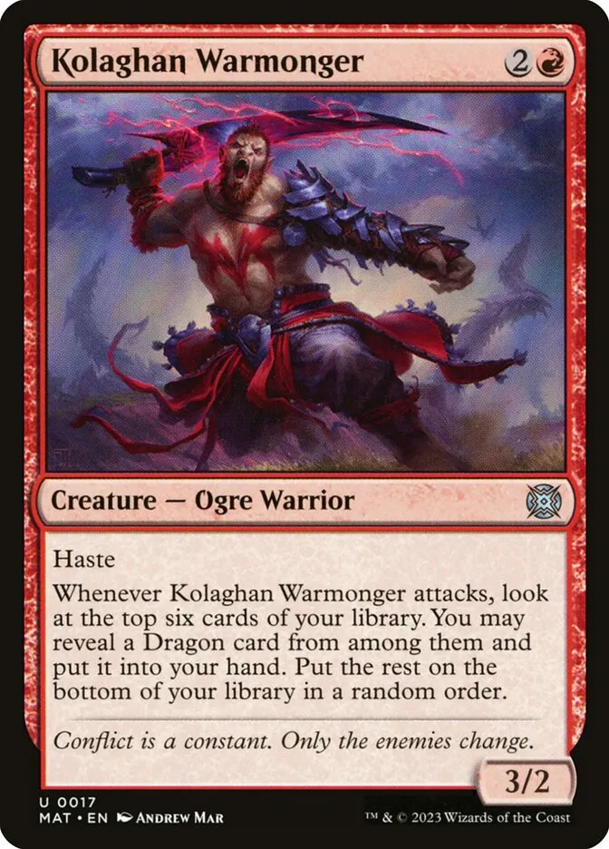 2023 March of the Machine: The Aftermath Kolaghan Warmonger uncommon #17 uncommon card image