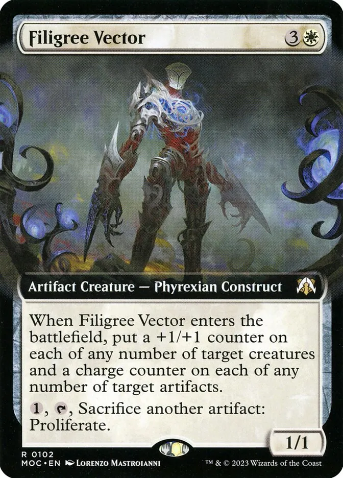 2023 March of the Machine Commander Filigree Vector rare #102 rare card image
