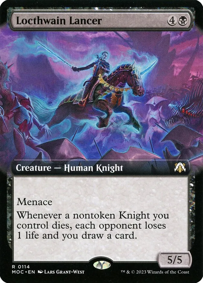 2023 March of the Machine Commander Locthwain Lancer #114 rare card image