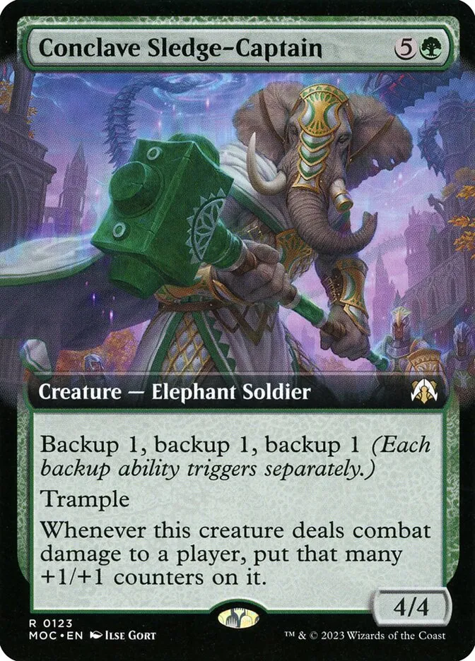 2023 March of the Machine Commander Conclave Sledge-Captain #123 rare card image