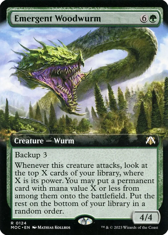2023 March of the Machine Commander Emergent Woodwurm #124 rare card image