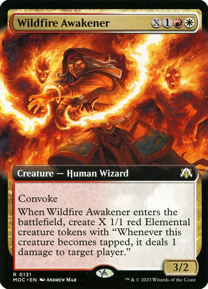2023 March of the Machine Commander Wildfire Awakener #131 rare card image