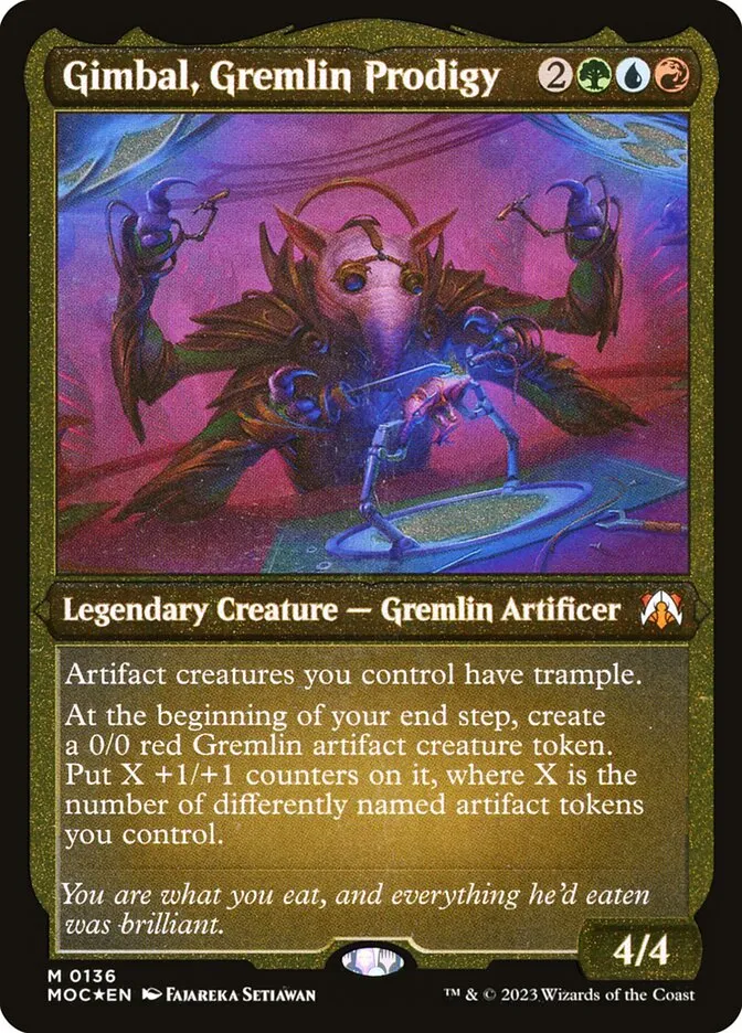 2023 March of the Machine Commander Gimbal, Gremlin Prodigy #136 mythic card image