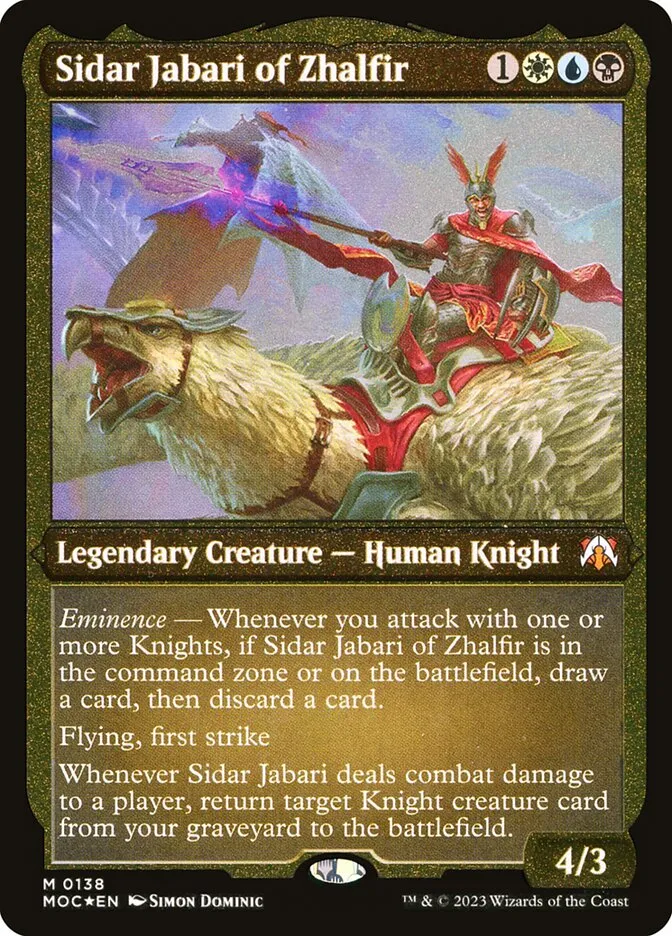 2023 March of the Machine Commander Sidar Jabari of Zhalfir #138 mythic card image