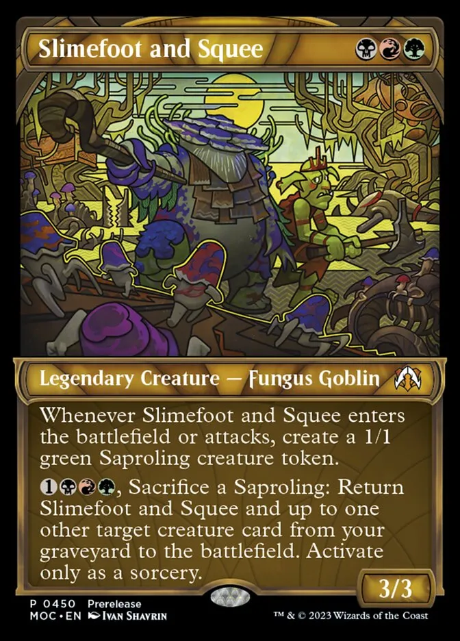 2023 March of the Machine Commander Slimefoot and Squee #450 mythic card image
