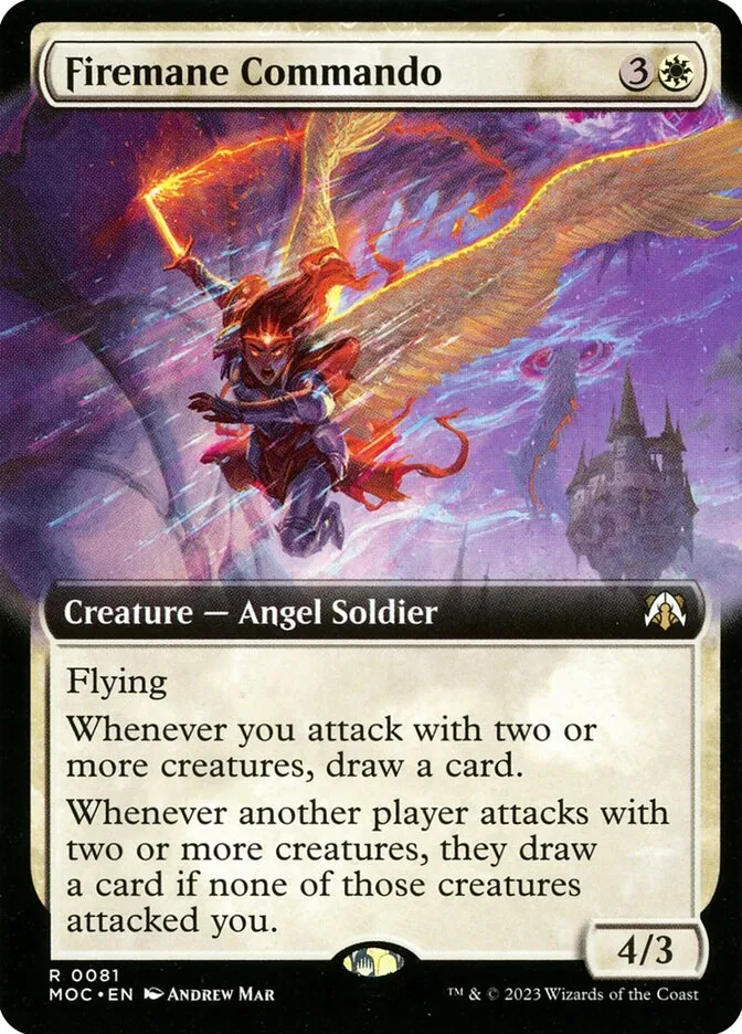 2023 March of the Machine Commander Firemane Commando #81 rare card image