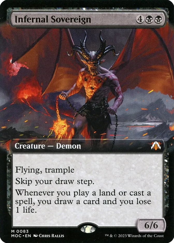 2023 March of the Machine Commander Infernal Sovereign #83 mythic card image