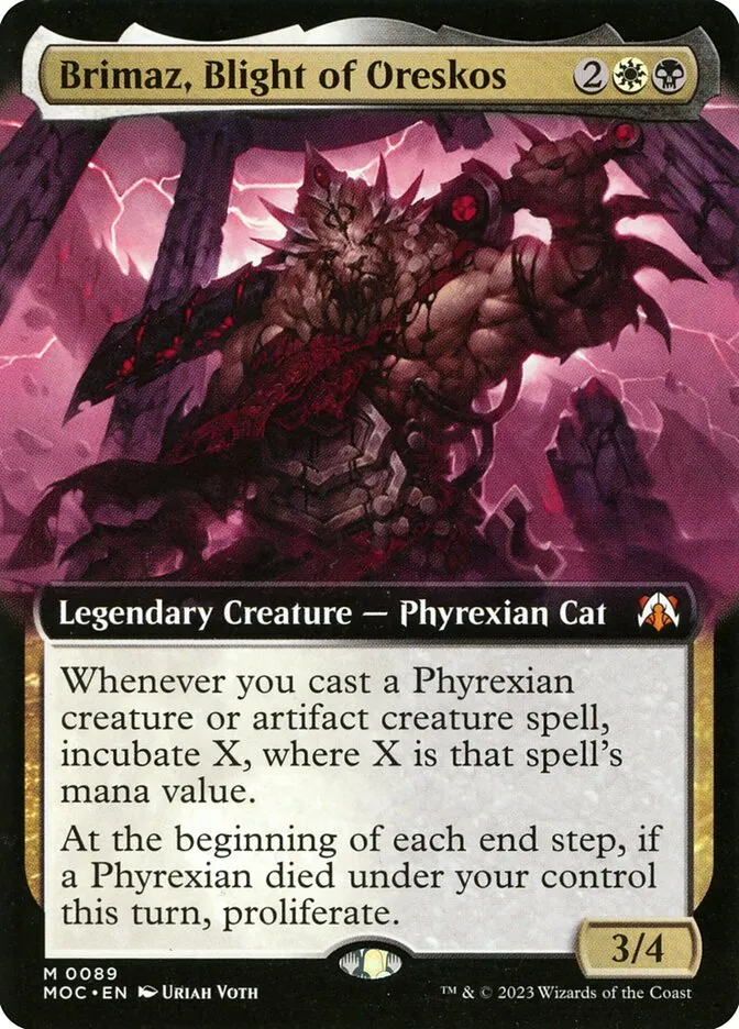 2023 March of the Machine Commander Brimaz, Blight of Oreskos #89 mythic card image