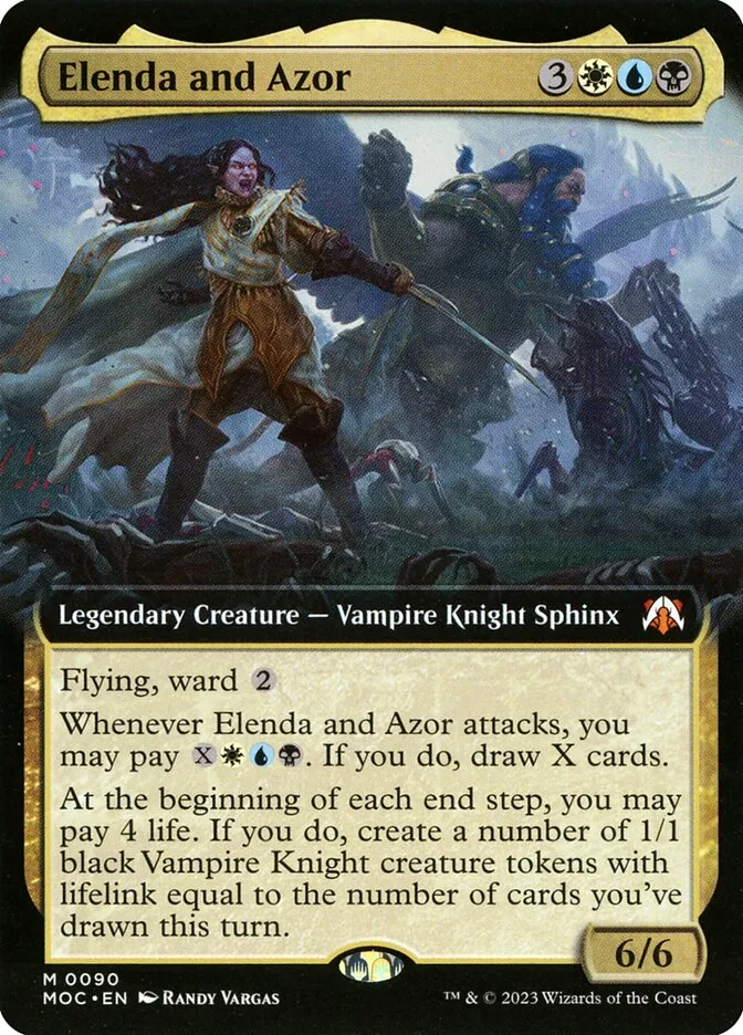 2023 March of the Machine Commander Elenda and Azor #90 mythic card image