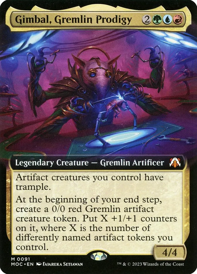 2023 March of the Machine Commander Gimbal, Gremlin Prodigy #91 mythic card image