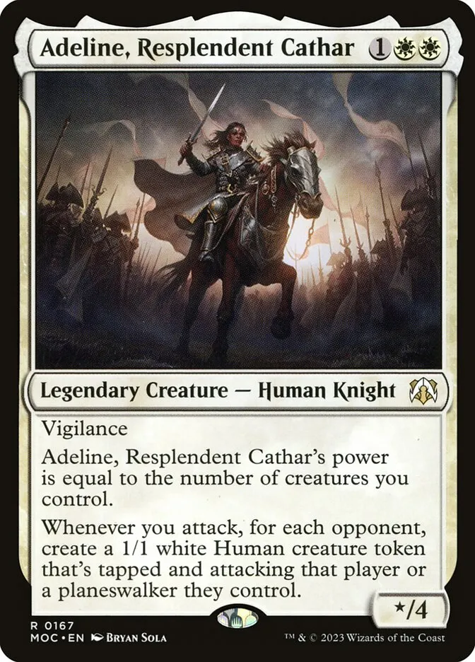 2023 March of the Machine Commander Adeline, Resplendent Cathar #167 rare card image