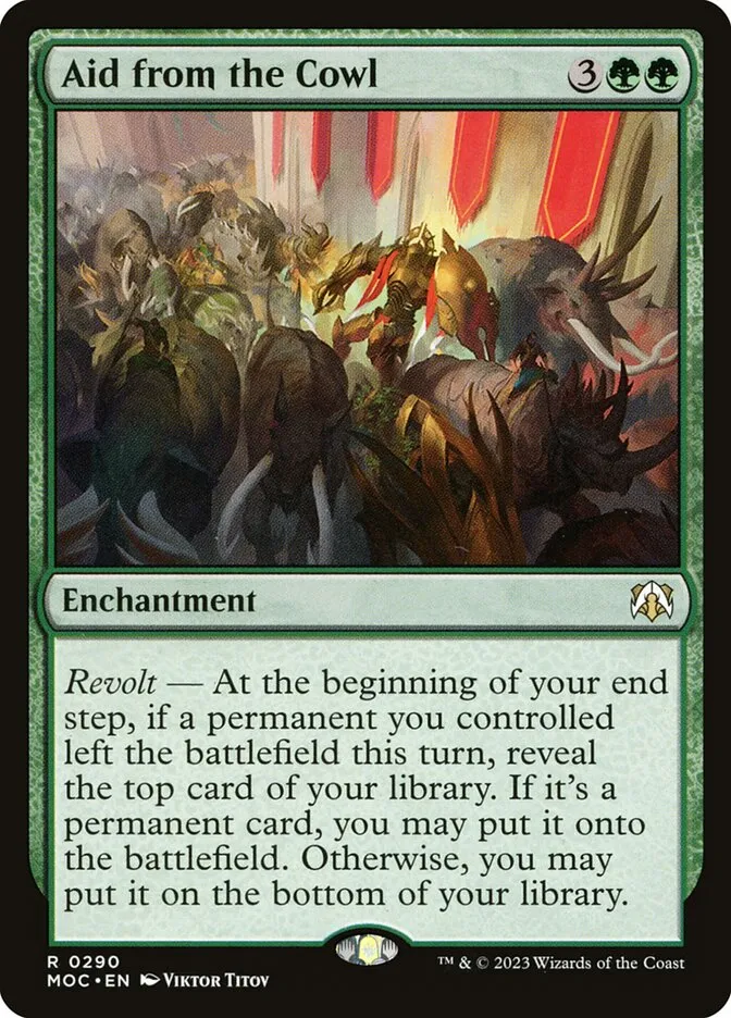 2023 March of the Machine Commander Aid from the Cowl #290 rare card image