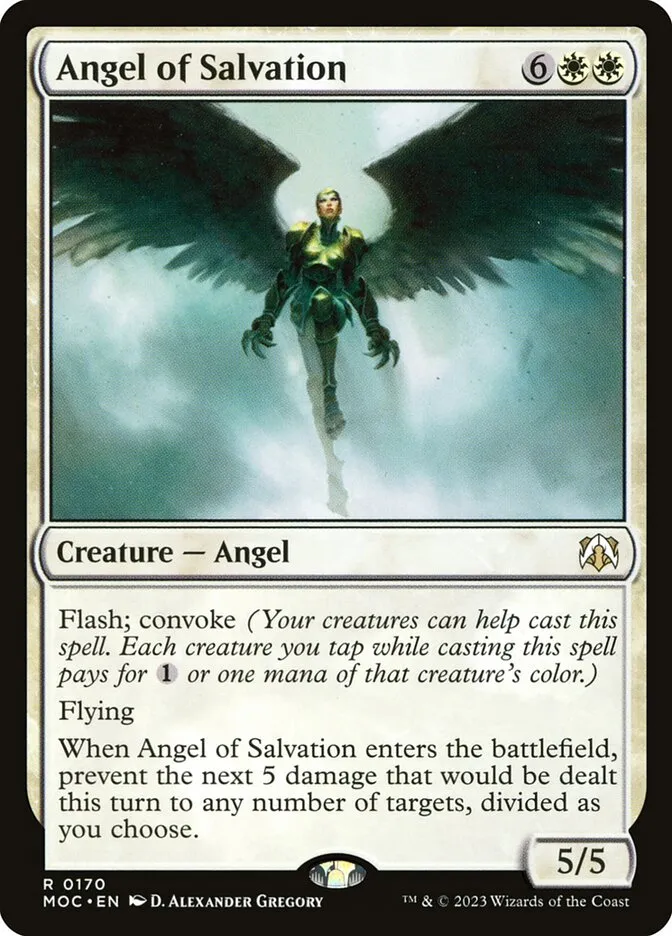 2023 March of the Machine Commander Angel of Salvation #170 rare card image