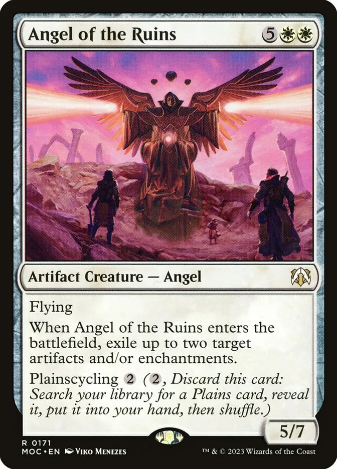 2023 March of the Machine Commander Angel of the Ruins #171 rare card image