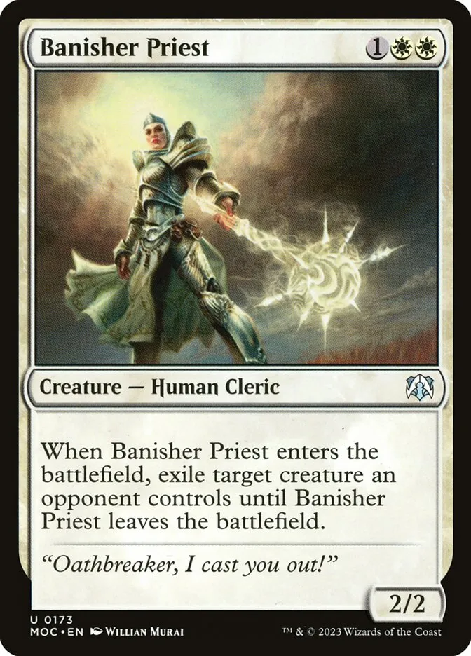 2023 March of the Machine Commander Banisher Priest uncommon #173 uncommon card image