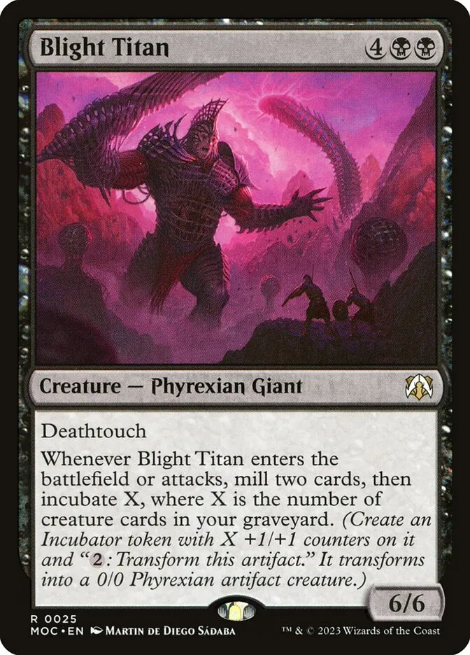 2023 March of the Machine Commander Blight Titan #25 rare card image