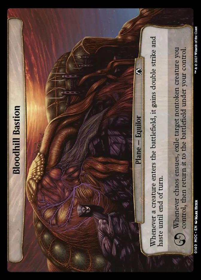 2023 March of the Machine Commander Bloodhill Bastion #140 common card image