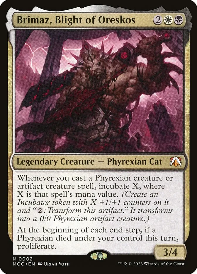 2023 March of the Machine Commander Brimaz, Blight of Oreskos #2 mythic card image