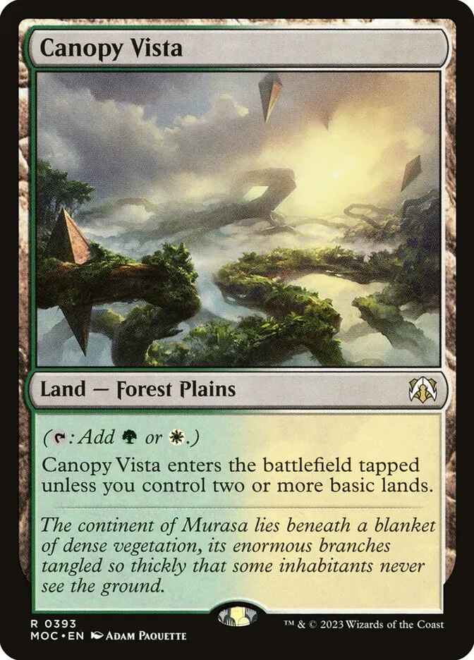2023 March of the Machine Commander Canopy Vista #393 rare card image