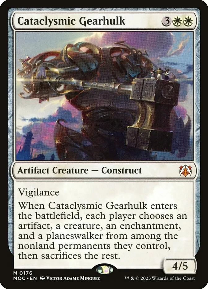 2023 March of the Machine Commander Cataclysmic Gearhulk #176 mythic card image