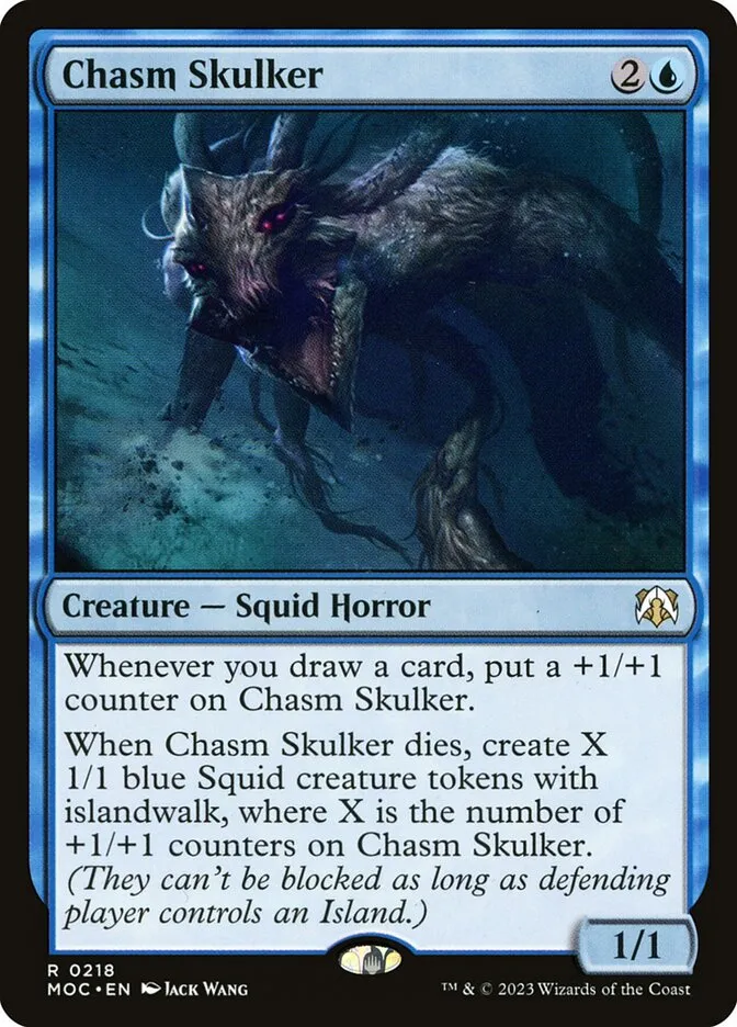 2023 March of the Machine Commander Chasm Skulker #218 rare card image