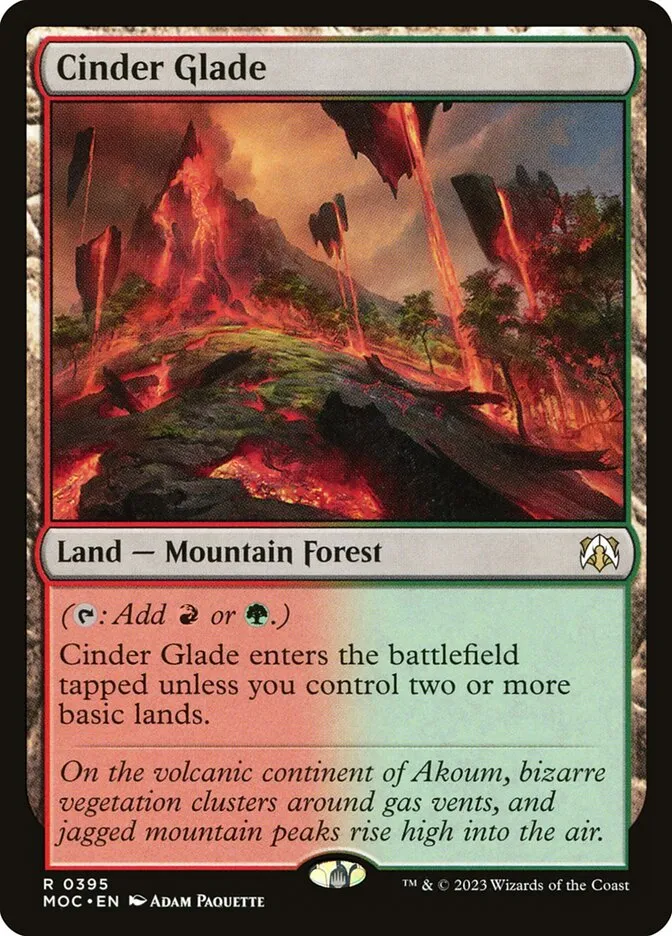 2023 March of the Machine Commander Cinder Glade #395 rare card image