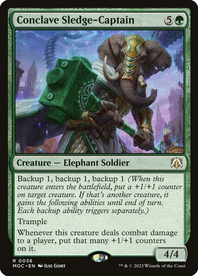 2023 March of the Machine Commander Conclave Sledge-Captain #36 rare card image