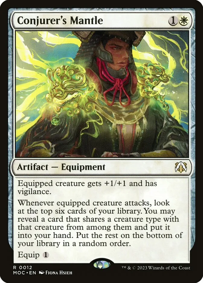 2023 March of the Machine Commander Conjurer's Mantle #12 rare card image
