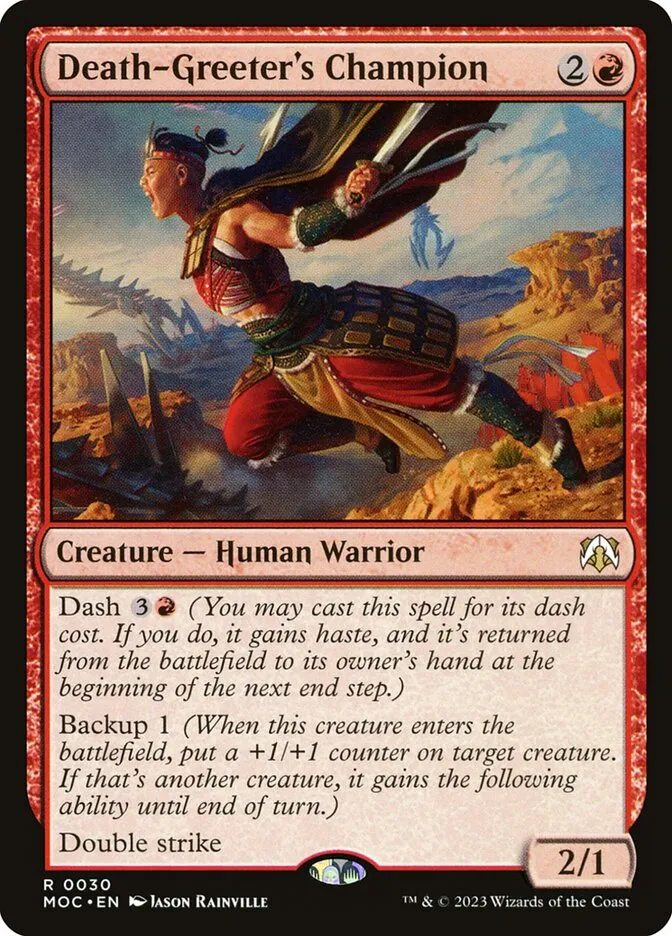 2023 March of the Machine Commander Death-Greeter's Champion #30 rare card image