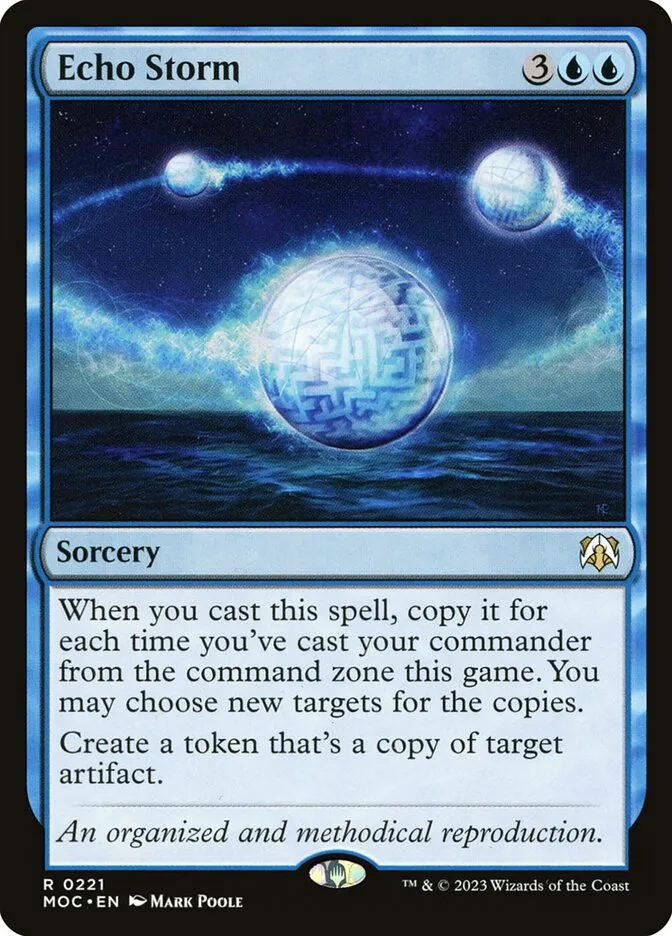 2023 March of the Machine Commander Echo Storm #221 rare card image