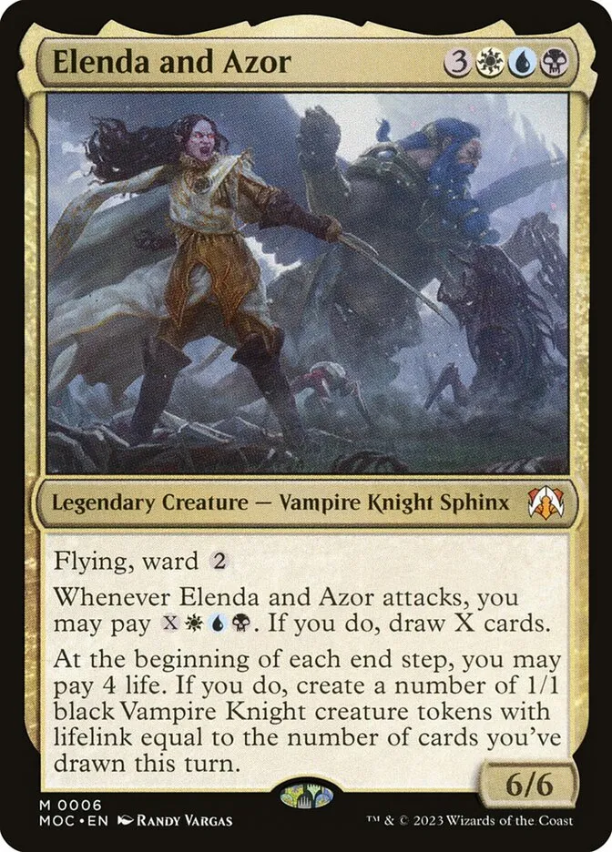 2023 March of the Machine Commander Elenda and Azor #6 mythic card image