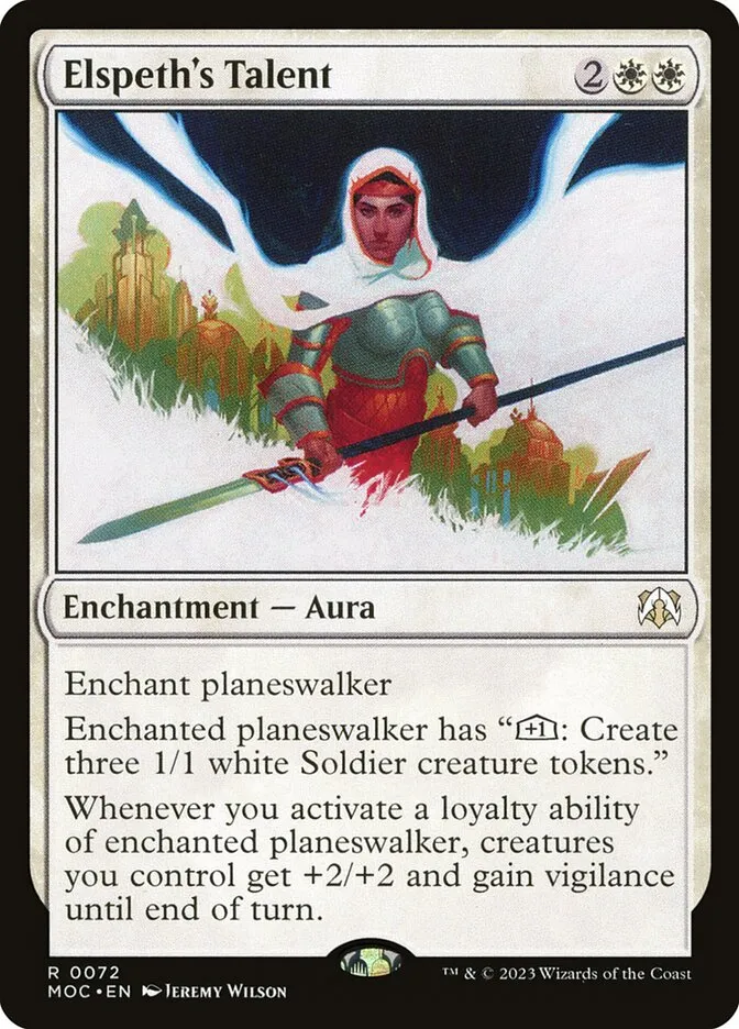 2023 March of the Machine Commander Elspeth's Talent #72 rare card image