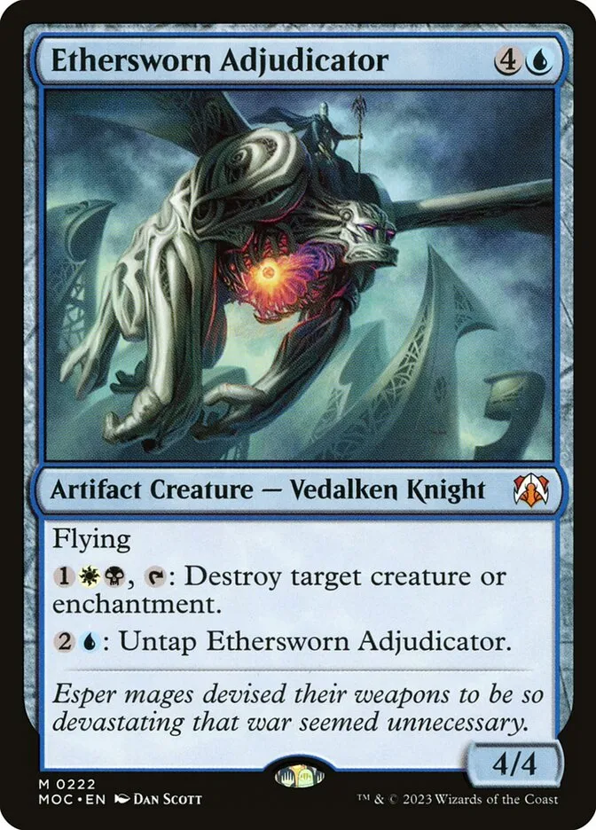 2023 March of the Machine Commander Ethersworn Adjudicator #222 mythic card image