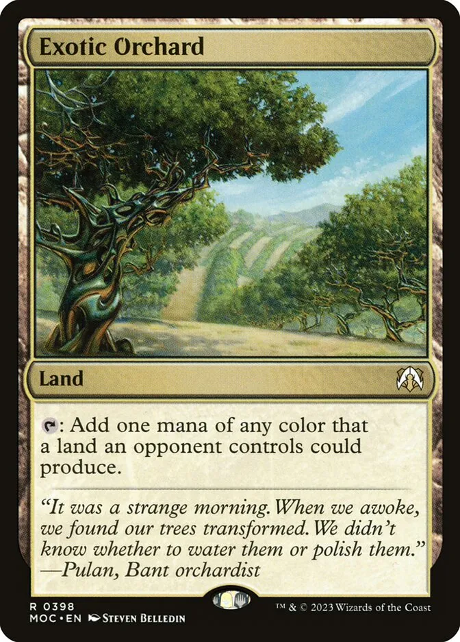 2023 March of the Machine Commander Exotic Orchard #398 rare card image