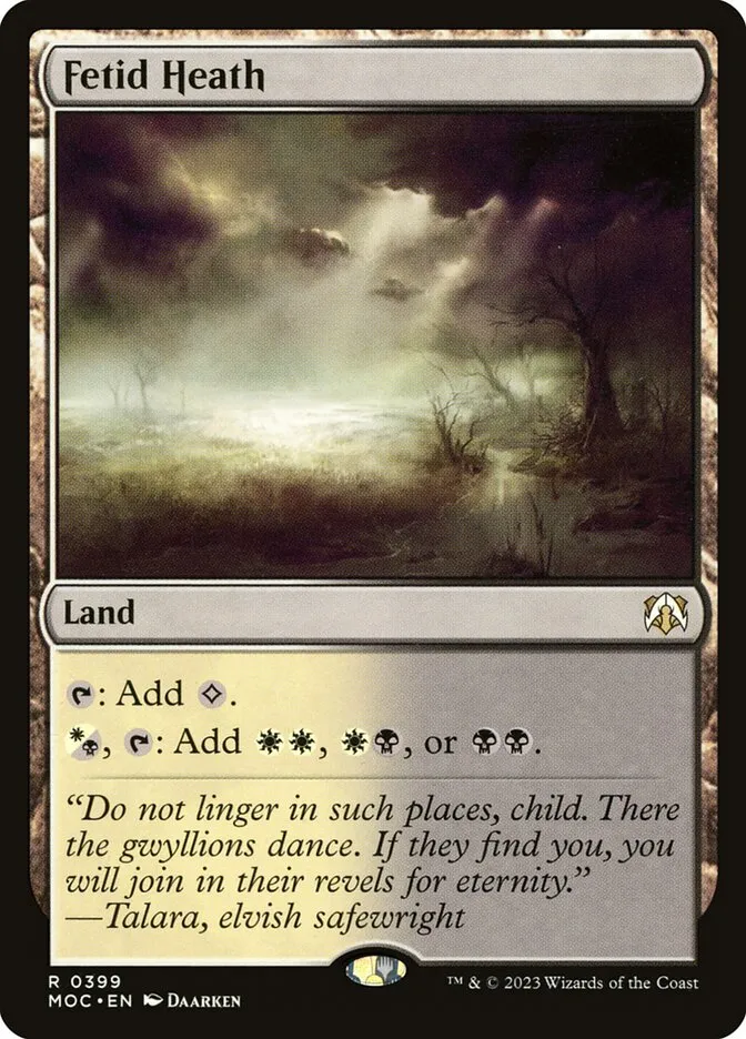 2023 March of the Machine Commander Fetid Heath #399 rare card image