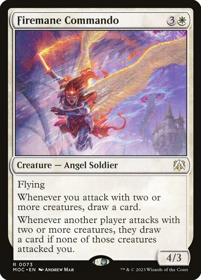 2023 March of the Machine Commander Firemane Commando #73 rare card image